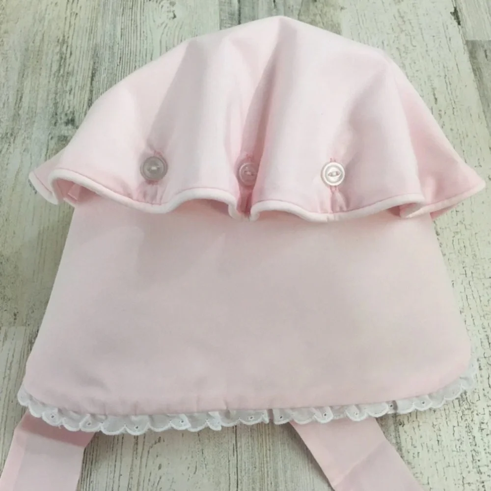 The Beaufort Bonnet Company Bellefaire Bonnet in Palm Beach Pink Eyelet XL 3-4T